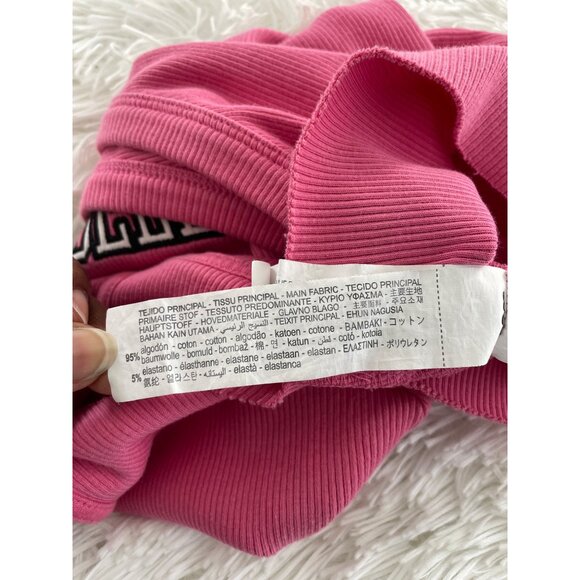 ZARA Womens Pink Ribbed Los Angeles Cropped Tank Top Size L - Picture 8 of 8